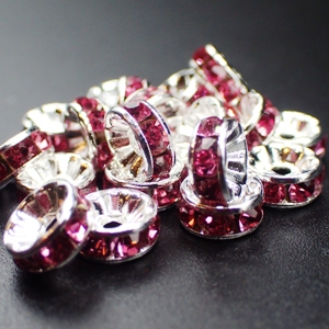 8mm Rhinestone Rondelle-Rose (pkt of 20)